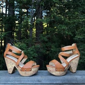 Michael Antonio Studded Cork Wedge, NWOT